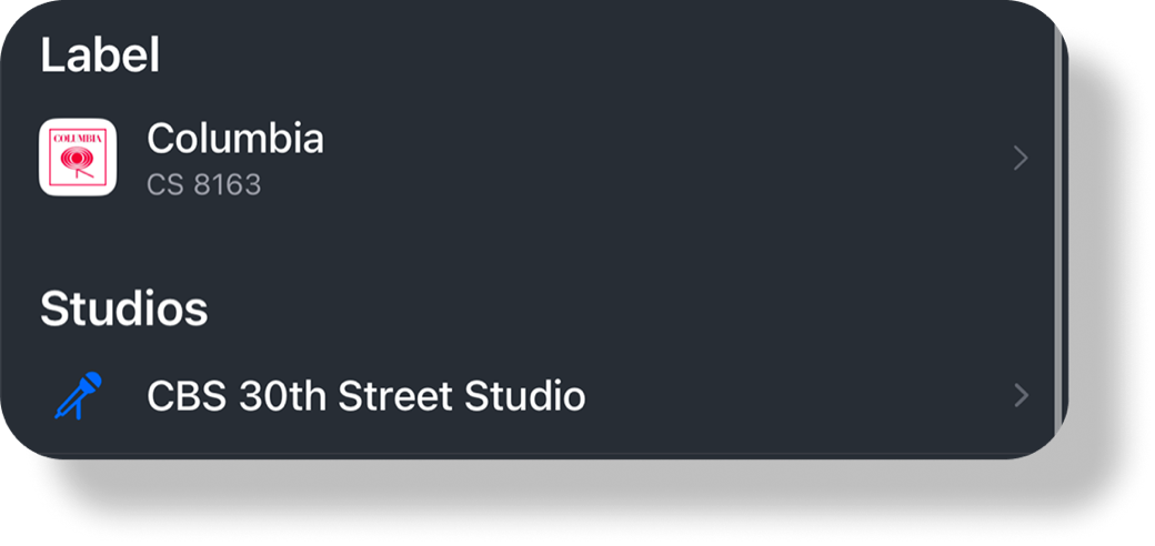 Label and studio for an album