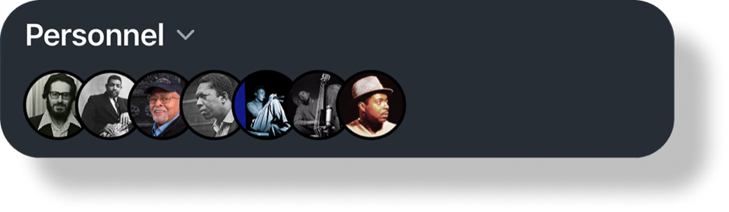 Personnel row of musician portraits